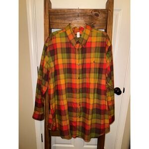 ORVIS Men's Plaid Flannel Button Up Shirt Long Sleeve XXL Cotton Wool Blend